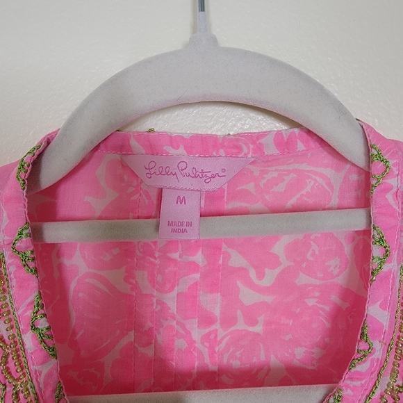 Lilly Pulitzer Sarasota Tunic Cosmic Pink Medium 100% Cotton - Picture 3 of 4
